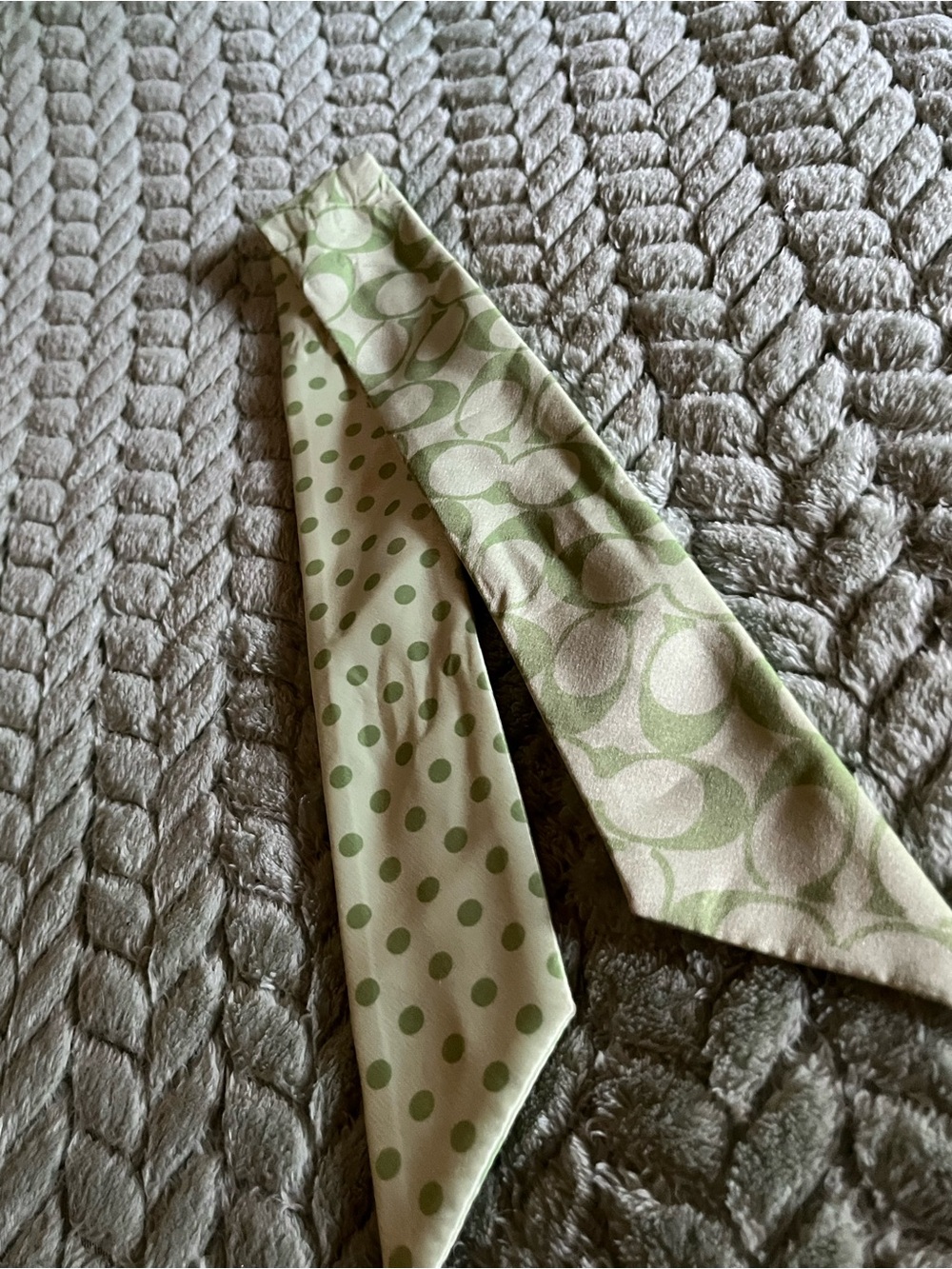 COACH SILK TIE SCARF GREEN TONAL INSIGNIA
